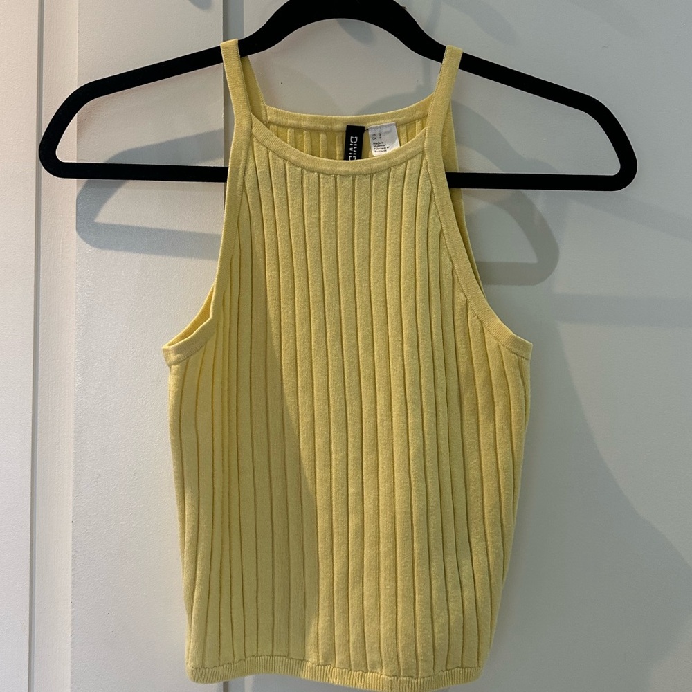 Divided Light Yellow Ribbed Tank Top - Picture 1 of 3